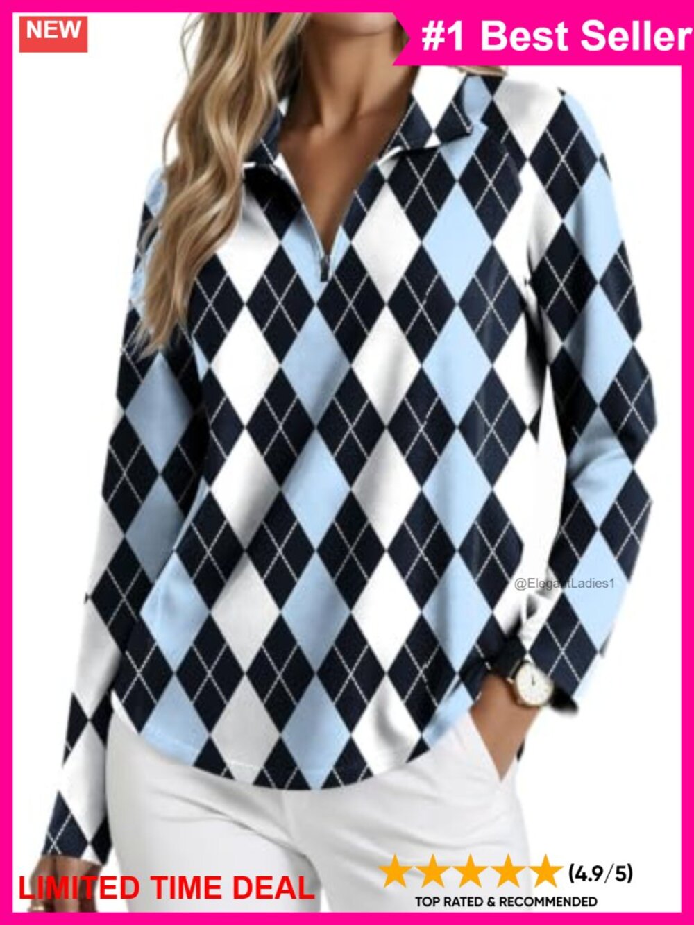 Womens Golf Polo Shirt Long Sleeve 1/4 Zip UPF 50+ Athletic Tennis Top